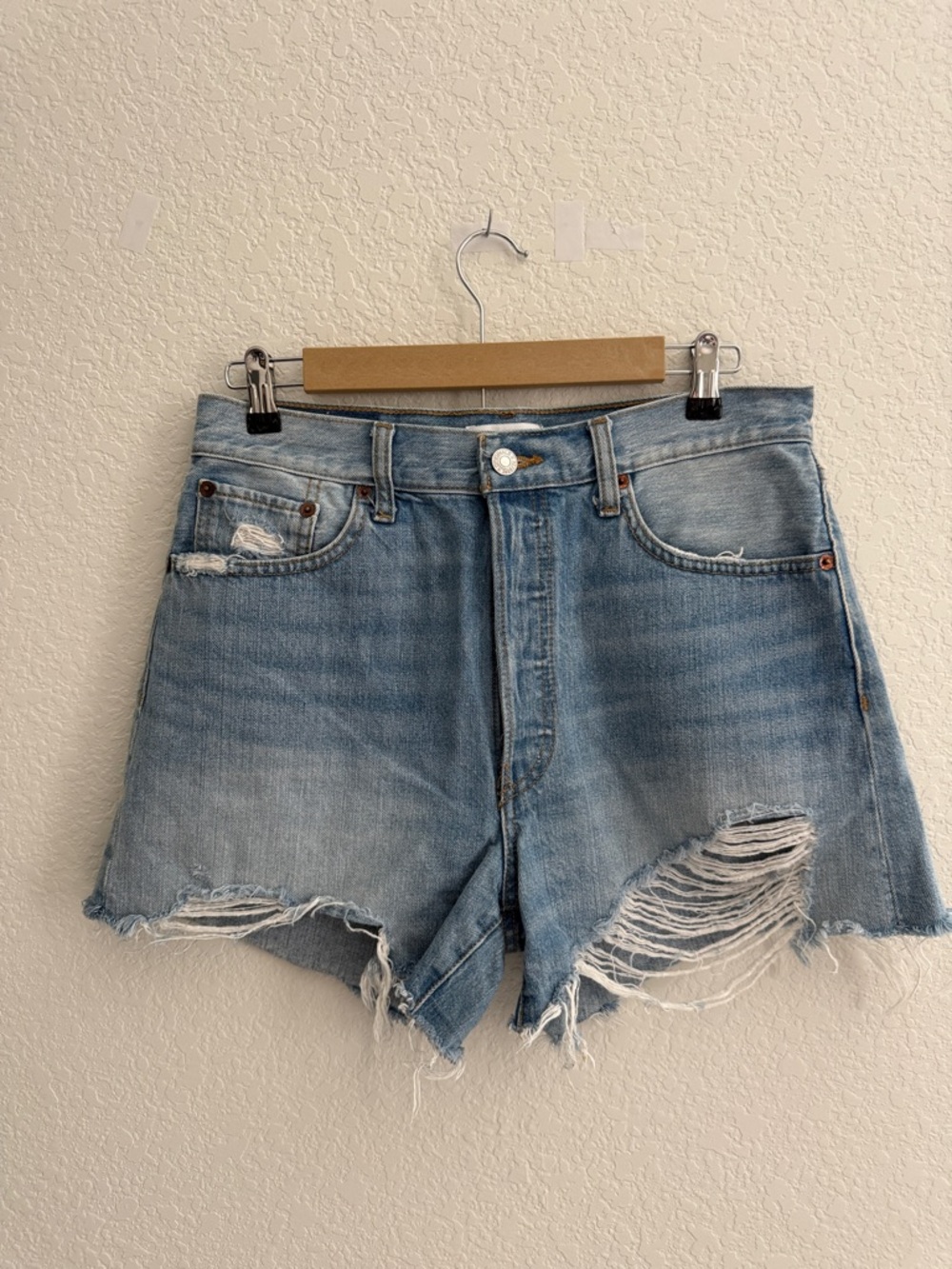 Re/Done High Rise Blue Jean Shorts Size 28